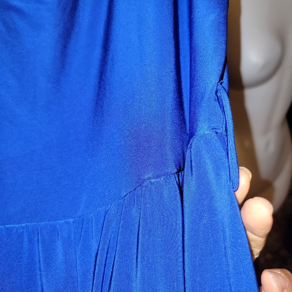 Blue jumpsuit wide leg shoulder pads slinky figure flattering romper Day G - Picture 4 of 13